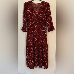 Vestique Maroon Midi Dress w/ Tan spots